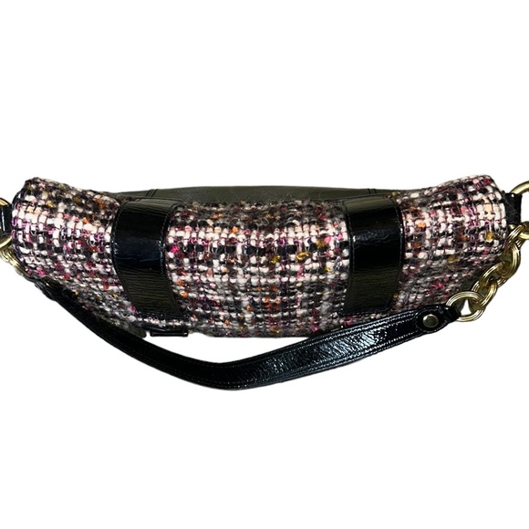 RARE COACH Poppy Tweed Black Patent Flap Shoulder Bag 17927 - Picture 7 of 16